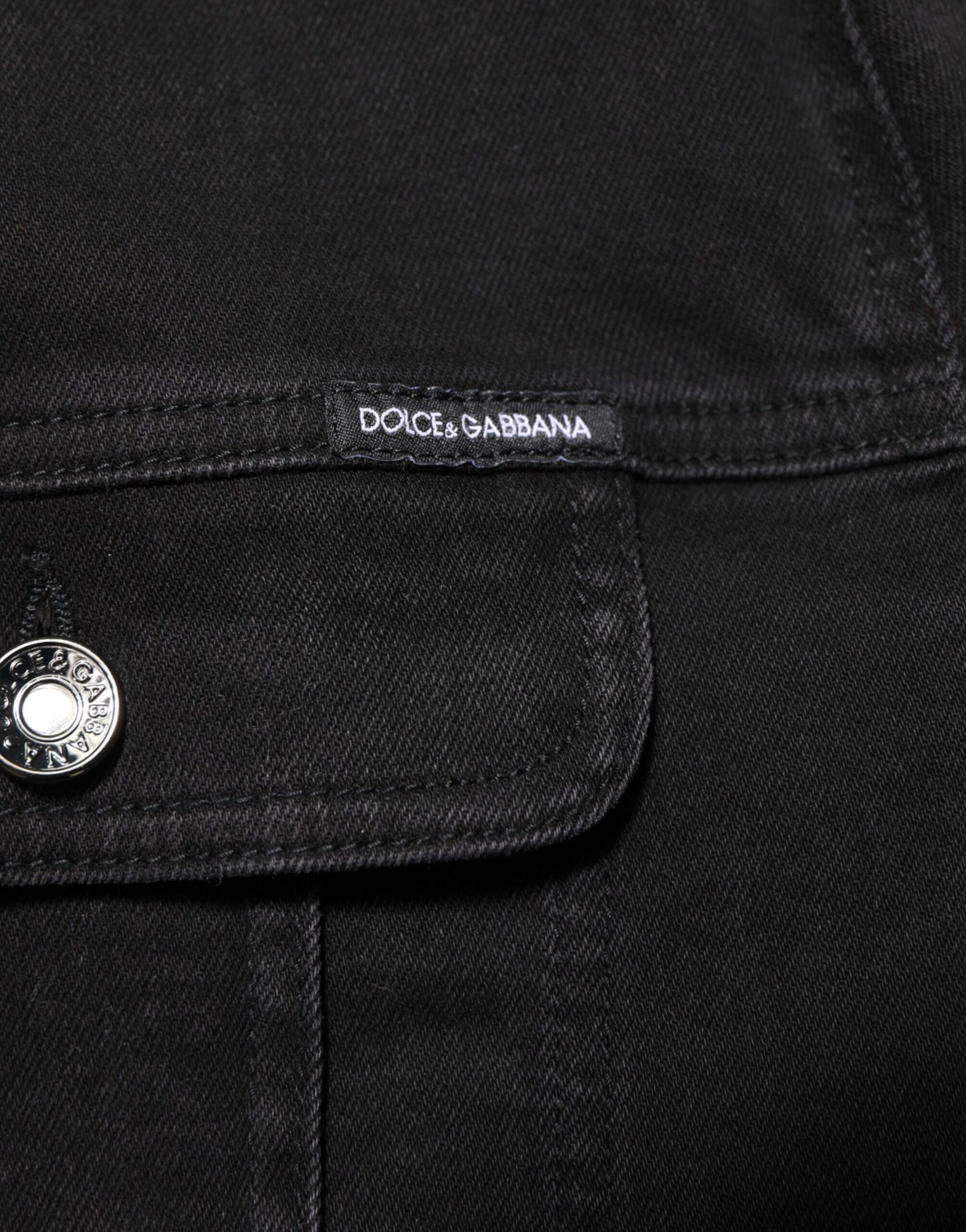 Dolce & Gabbana Black Cotton Denim Stretch Button Up Jacket - from Dolce & Gabbana