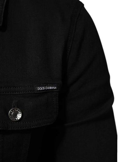 Dolce & Gabbana Black Cotton Denim Stretch Button Up Jacket by Dolce & Gabbana