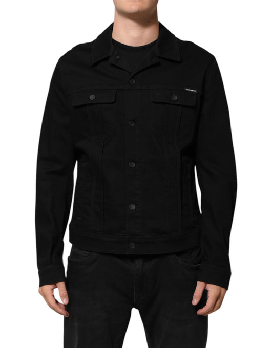 Dolce & Gabbana Black Cotton Denim Stretch Giubbotto Jacket - from Dolce & Gabbana