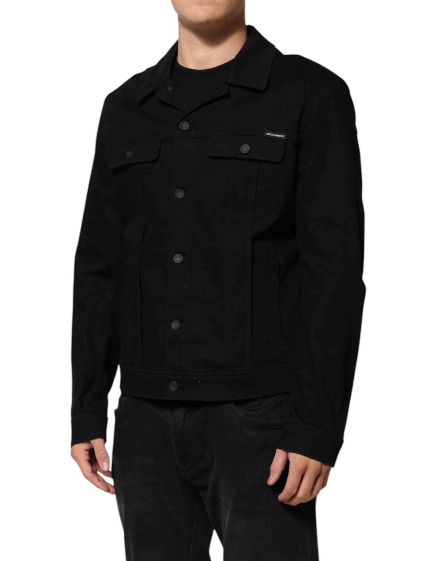 Dolce & Gabbana Black Cotton Denim Stretch Giubbotto Jacket - from Dolce & Gabbana