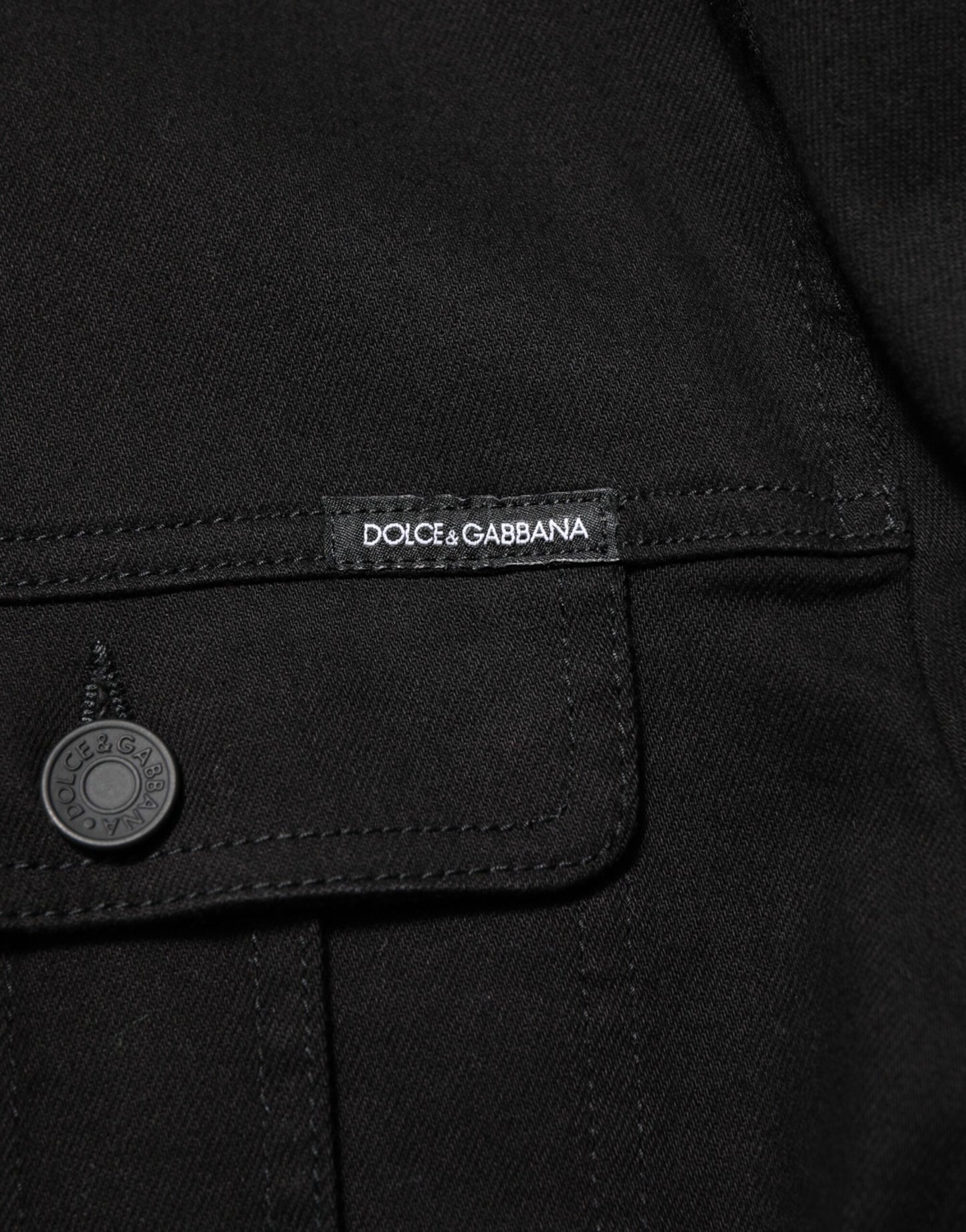 Dolce & Gabbana Black Cotton Denim Stretch Giubbotto Jacket - from Dolce & Gabbana