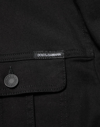 Dolce & Gabbana Black Cotton Denim Stretch Giubbotto Jacket - from Dolce & Gabbana
