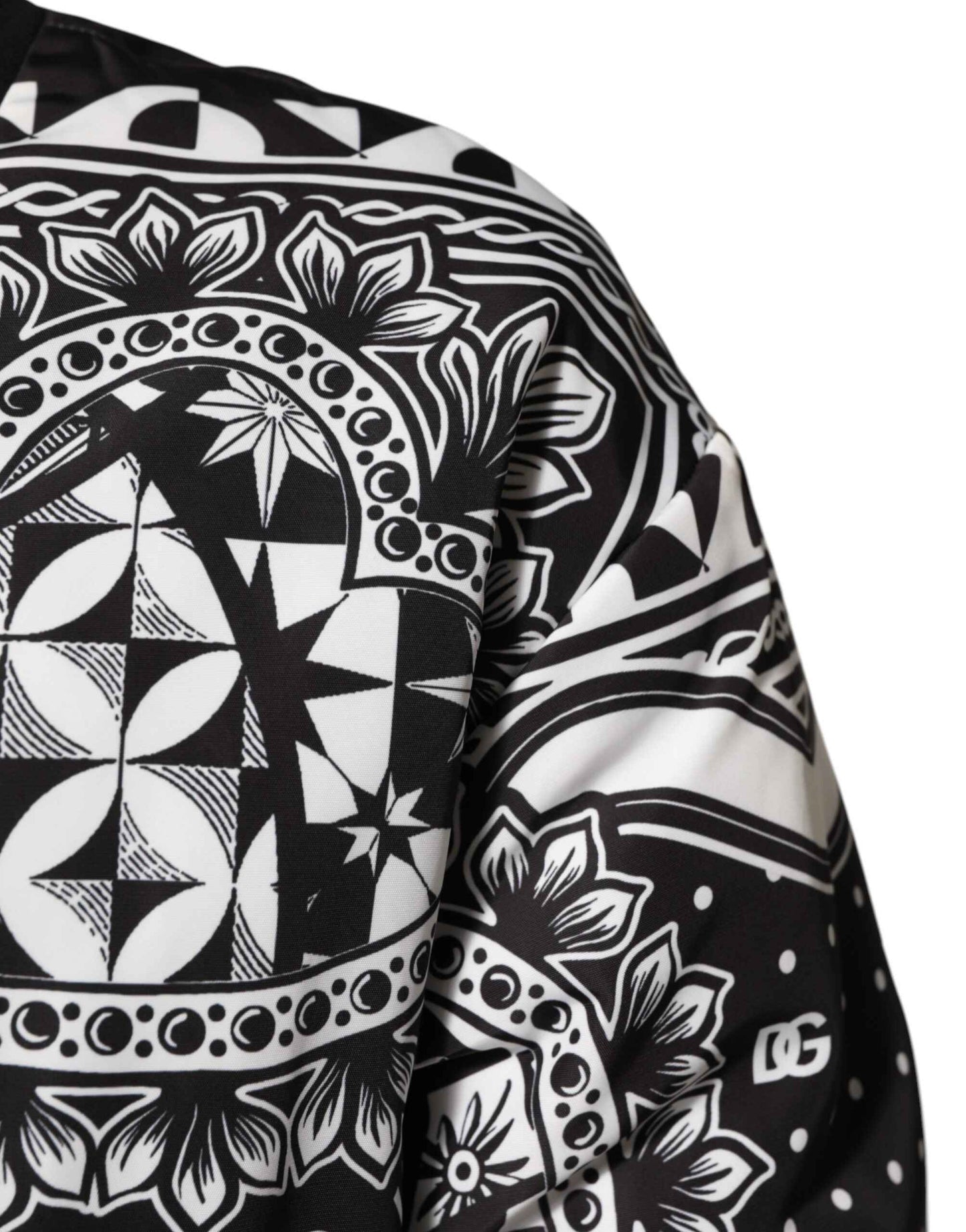 Dolce & Gabbana Black White Bandana Print Bomber Jacket by Dolce & Gabbana