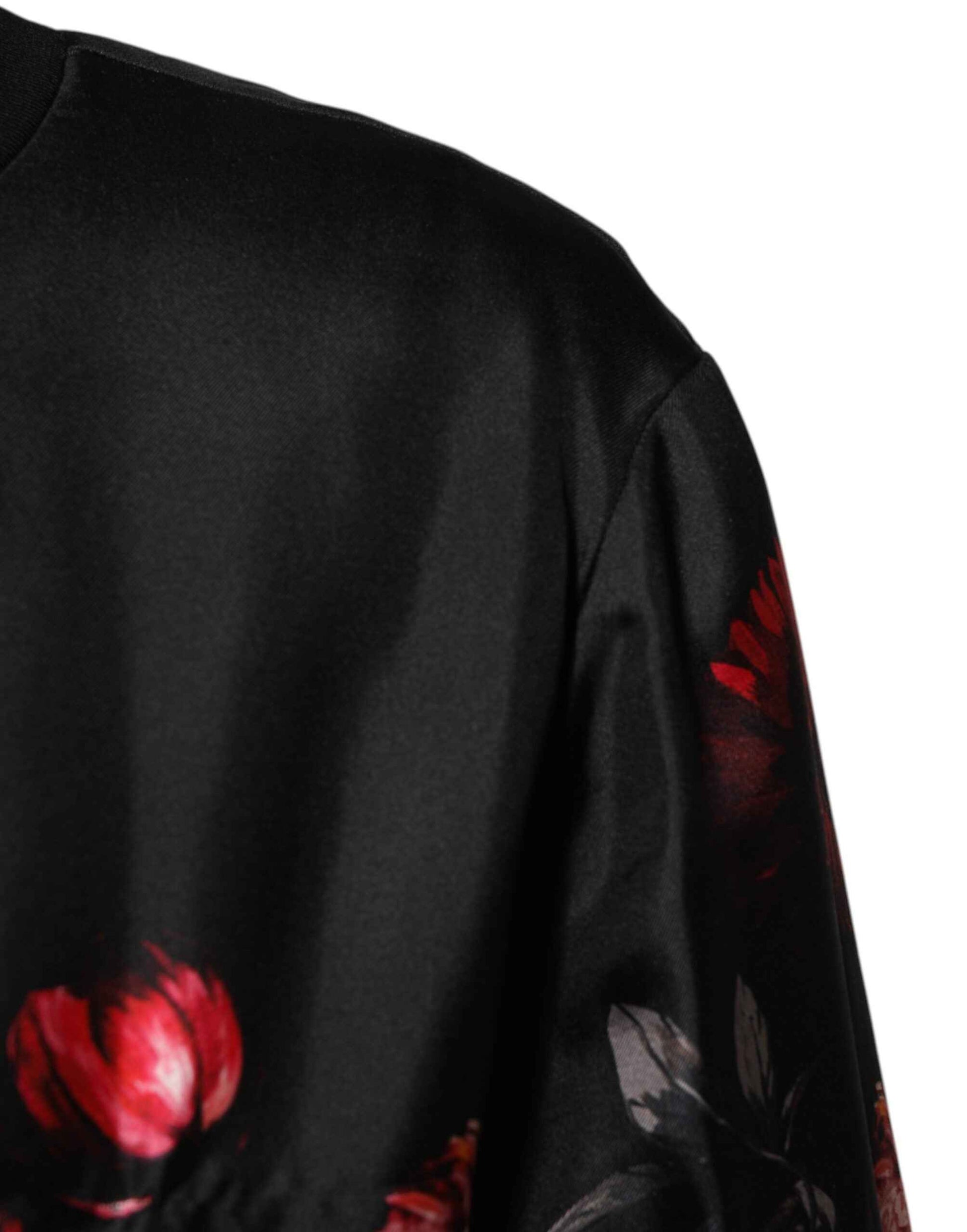 Dolce & Gabbana Black Red Floral Silk Bomber Blouson Jacket by Dolce & Gabbana