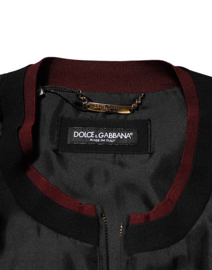 Dolce & Gabbana Black Red Floral Silk Bomber Blouson Jacket by Dolce & Gabbana