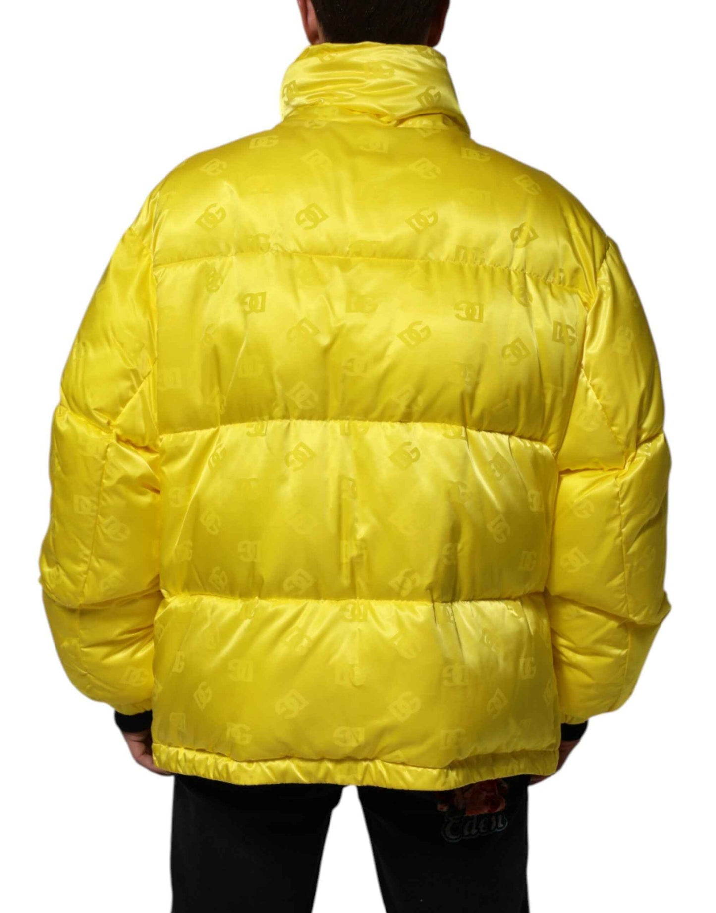 Dolce & Gabbana Yellow Nylon Logo Puffer Bomber Men Jacket by Dolce & Gabbana