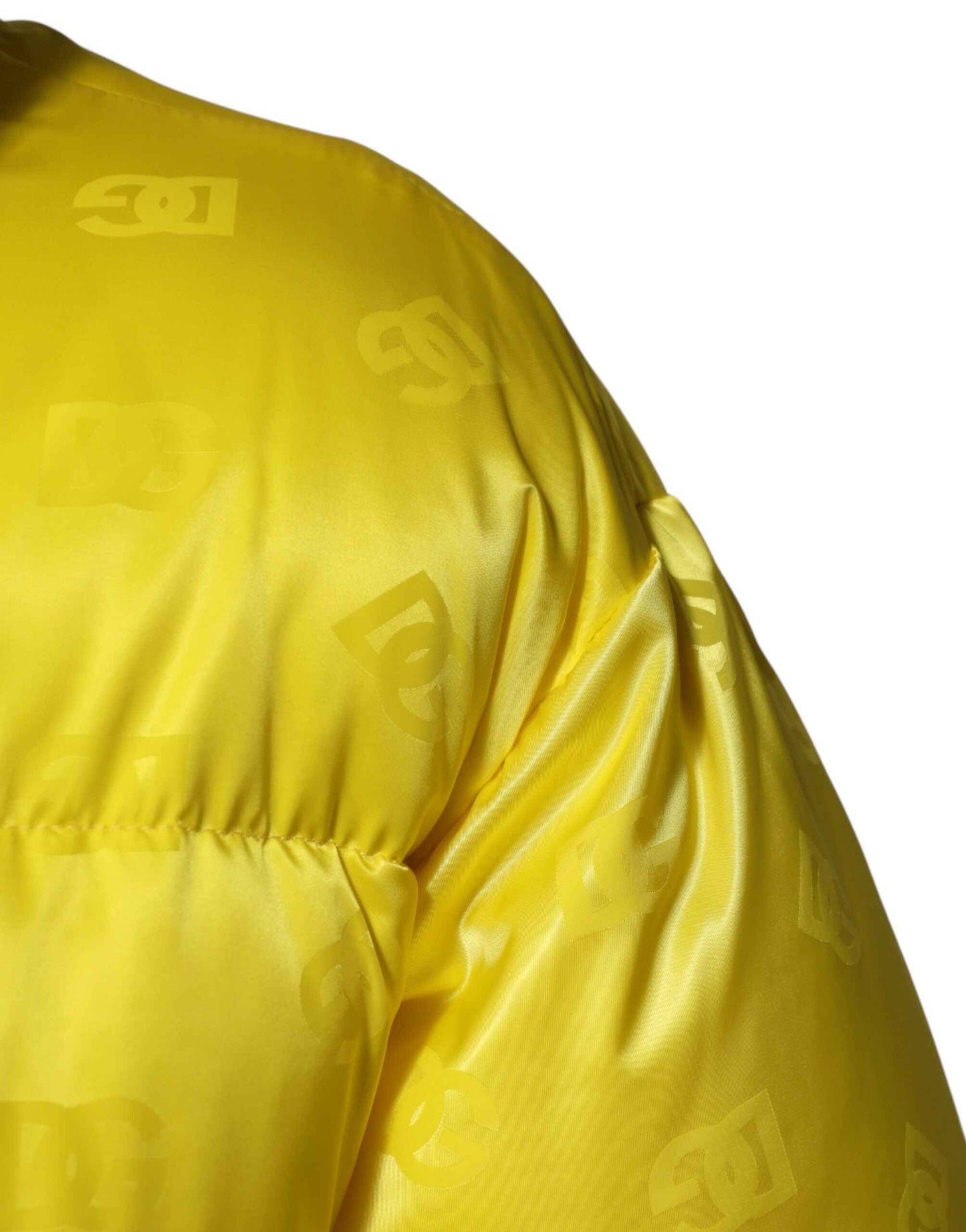 Dolce & Gabbana Yellow Nylon Logo Puffer Bomber Men Jacket by Dolce & Gabbana
