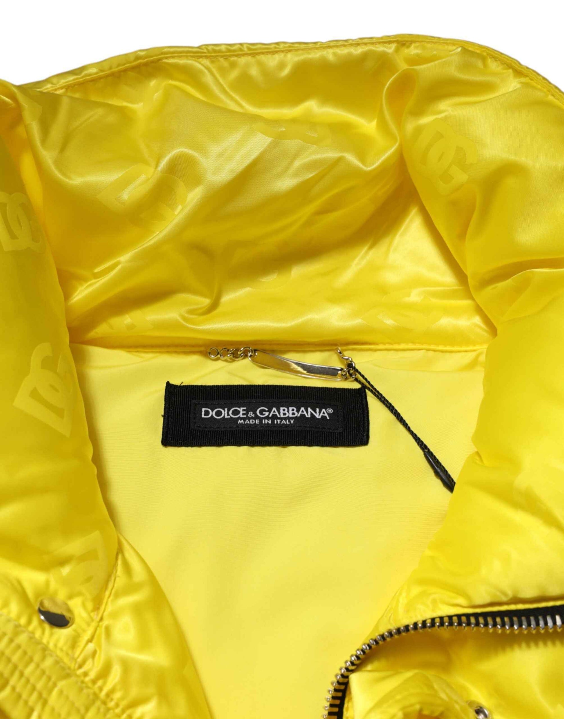 Dolce & Gabbana Yellow Nylon Logo Puffer Bomber Men Jacket by Dolce & Gabbana
