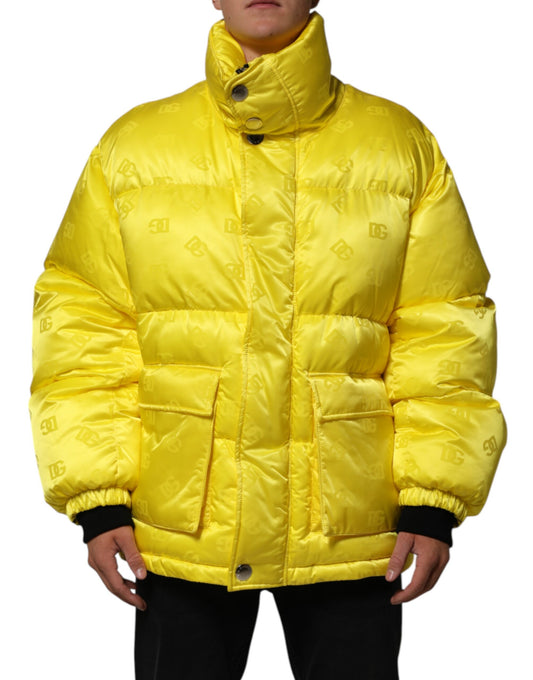 Dolce & Gabbana Yellow Nylon Logo Puffer Bomber Men Jacket - from Dolce & Gabbana