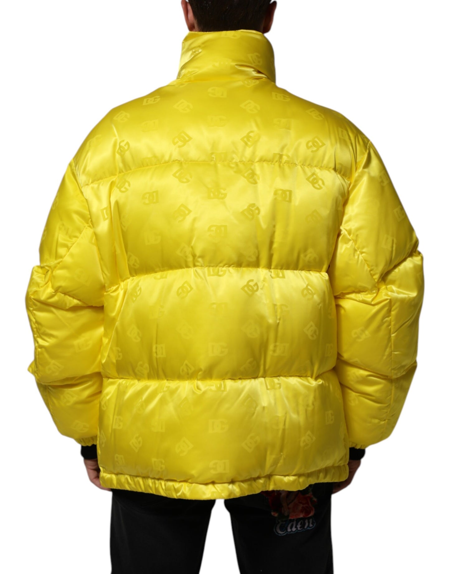 Dolce & Gabbana Yellow Nylon Logo Puffer Bomber Men Jacket - from Dolce & Gabbana