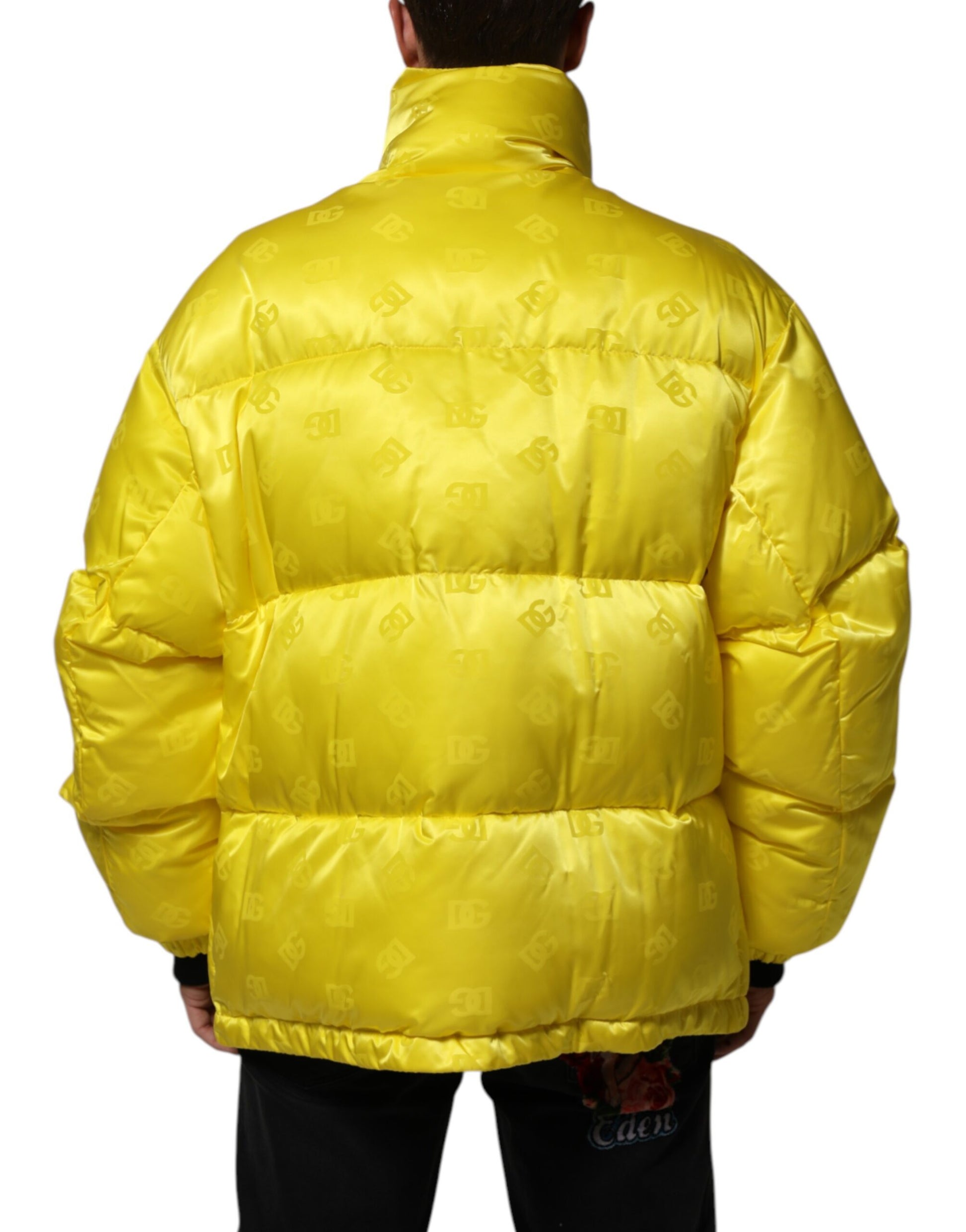 Dolce & Gabbana Yellow Nylon Logo Puffer Bomber Men Jacket - from Dolce & Gabbana