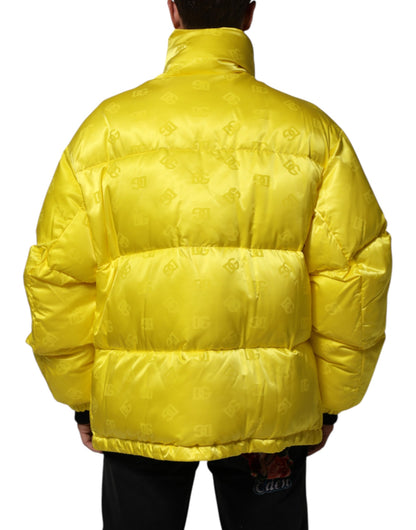 Dolce & Gabbana Yellow Nylon Logo Puffer Bomber Men Jacket - from Dolce & Gabbana