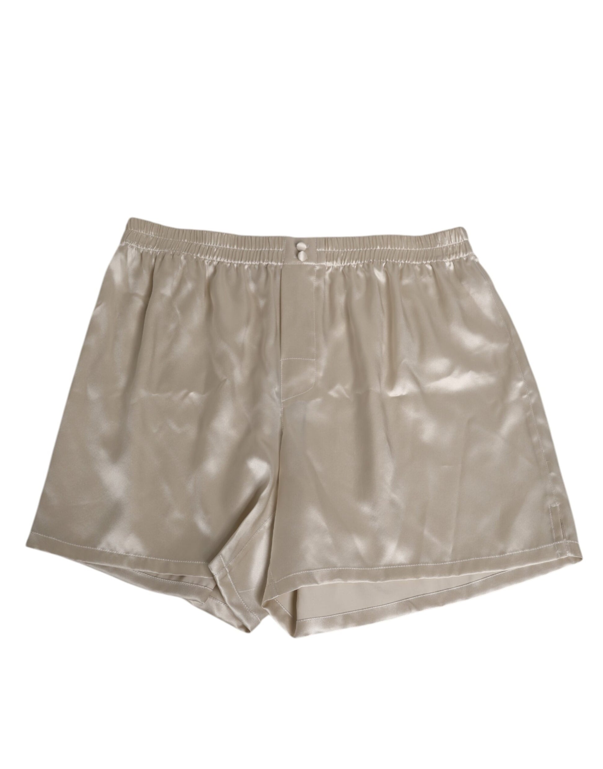 Dolce & Gabbana Beige Silk Satin Elastic Men Boxer Short Swimwear - from Dolce & Gabbana