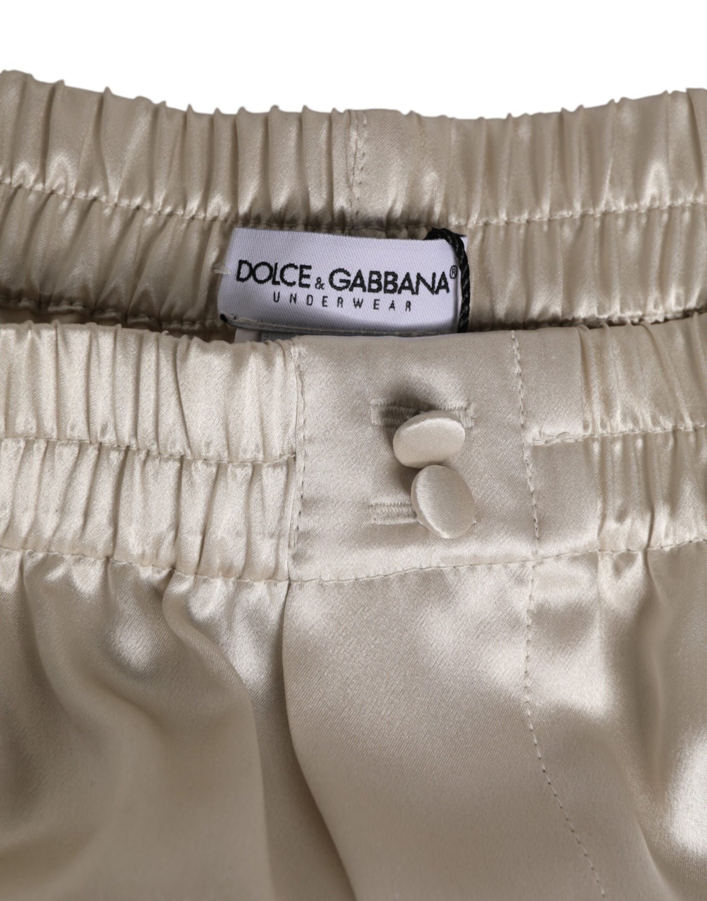 Dolce & Gabbana Beige Silk Satin Elastic Men Boxer Short Swimwear - from Dolce & Gabbana
