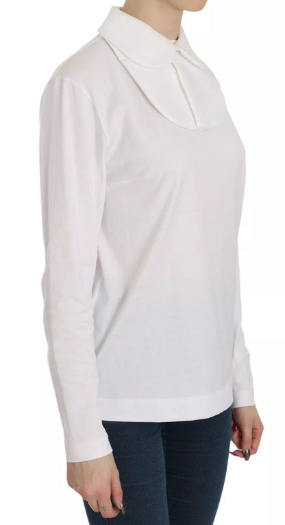 Dolce &amp; Gabbana White Cotton Longsleeve Collared Blouse