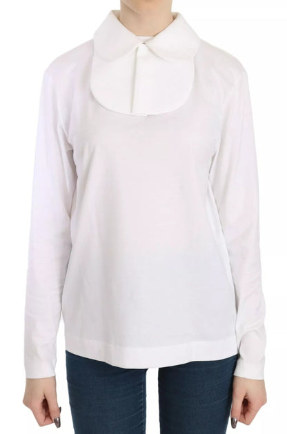 Dolce &amp; Gabbana White Cotton Longsleeve Collared Blouse