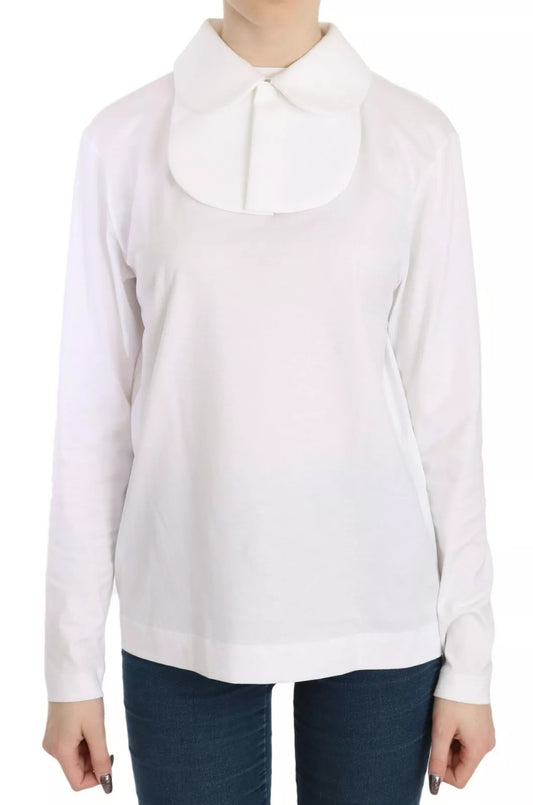 Dolce &amp; Gabbana White Cotton Longsleeve Collared Blouse