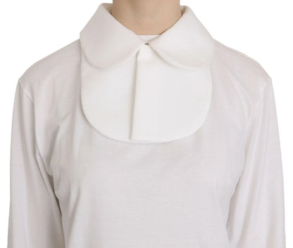 Dolce &amp; Gabbana White Cotton Longsleeve Collared Blouse