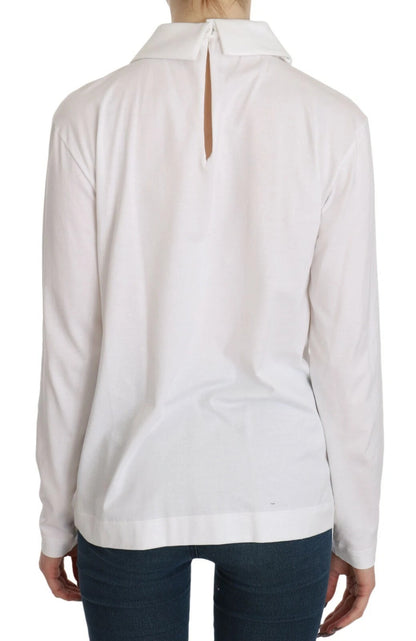 Dolce &amp; Gabbana White Cotton Longsleeve Collared Blouse