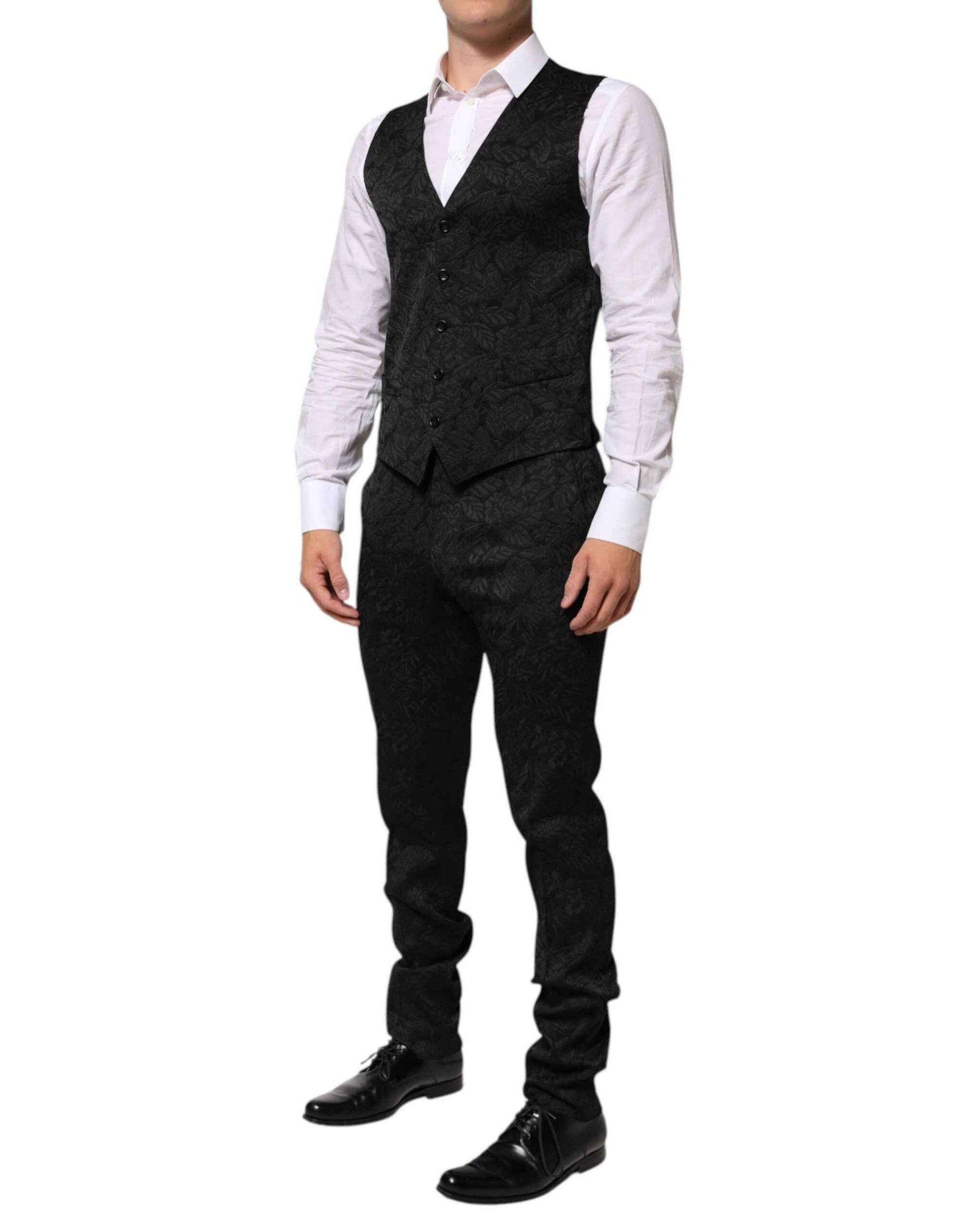 Dolce & Gabbana Black 3 Piece Brocade Jacquard Suit MARTINI by Dolce & Gabbana