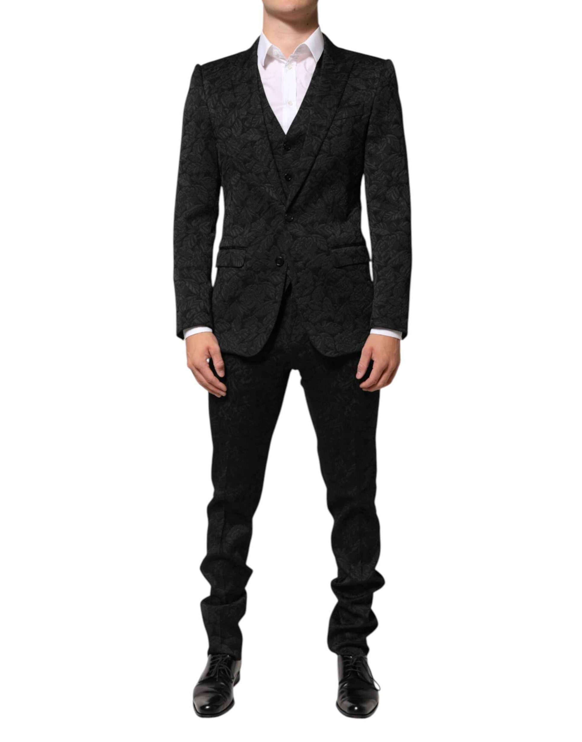 Dolce & Gabbana Black 3 Piece Brocade Jacquard Suit MARTINI by Dolce & Gabbana