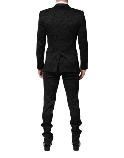 Dolce & Gabbana Black 3 Piece Brocade Jacquard Suit MARTINI by Dolce & Gabbana