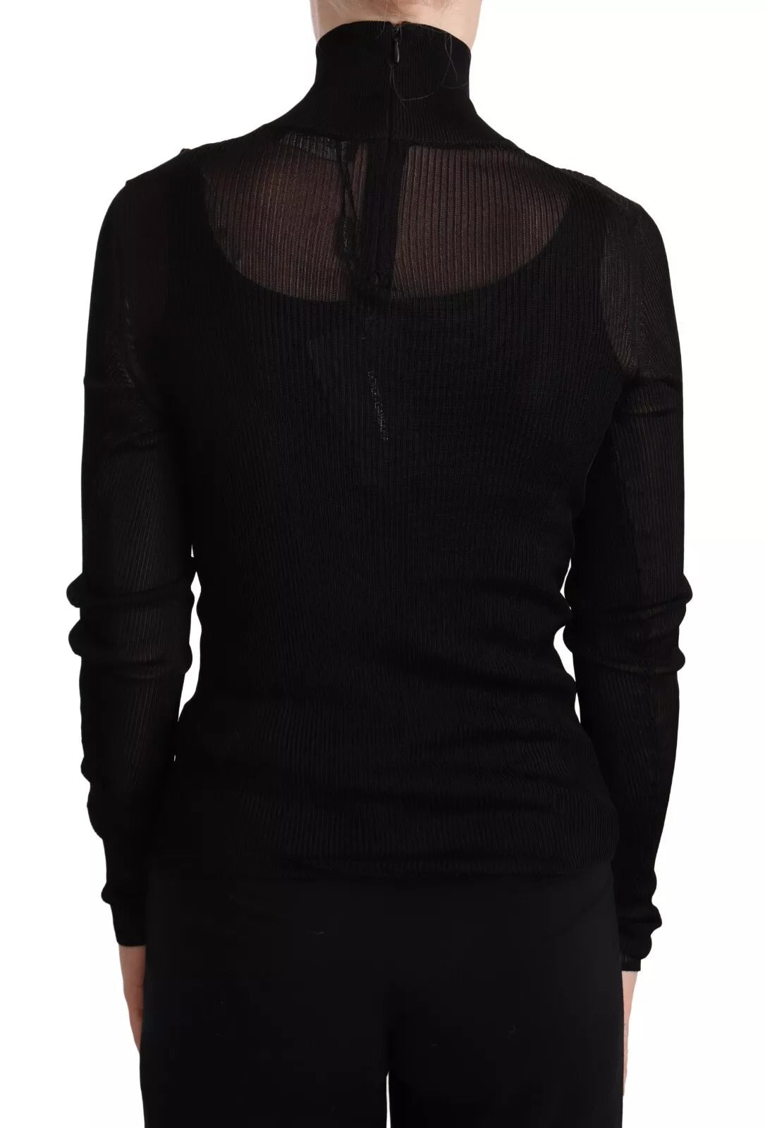 Dolce &amp; Gabbana Black Turtleneck Form Fitting Pullover Sweater