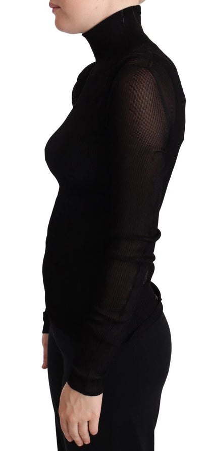 Dolce &amp; Gabbana Black Turtleneck Form Fitting Pullover Sweater