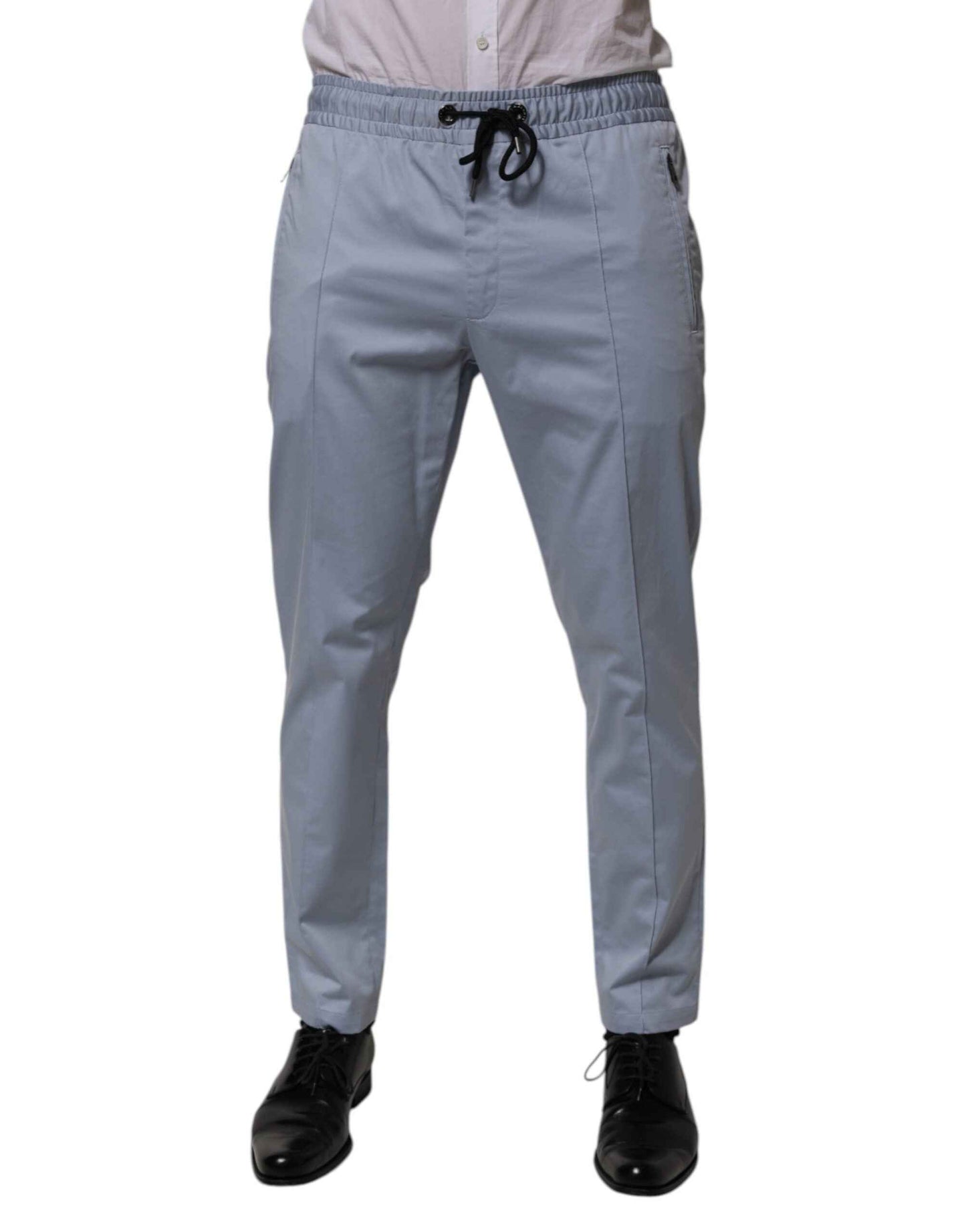 Dolce & Gabbana Light Blue Cotton Drawstring Elastic Waist Men Pants by Dolce & Gabbana