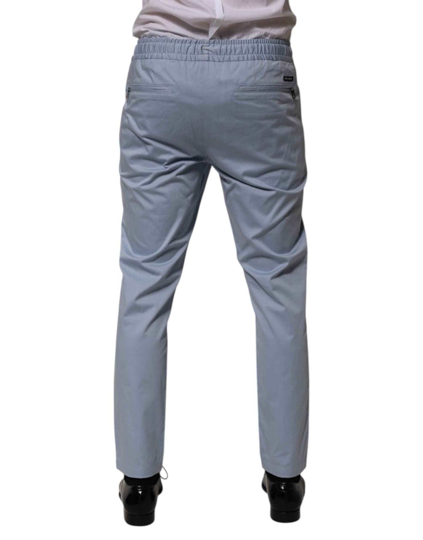 Dolce & Gabbana Light Blue Cotton Drawstring Elastic Waist Men Pants by Dolce & Gabbana