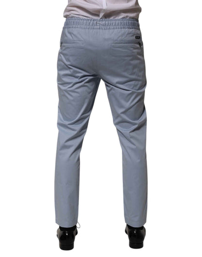 Dolce & Gabbana Light Blue Cotton Drawstring Elastic Waist Men Pants by Dolce & Gabbana