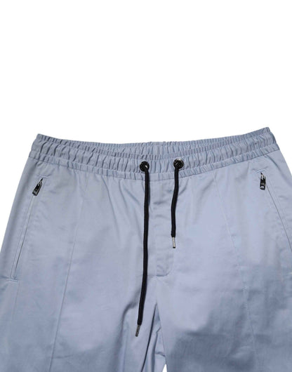 Dolce & Gabbana Light Blue Cotton Drawstring Elastic Waist Men Pants by Dolce & Gabbana