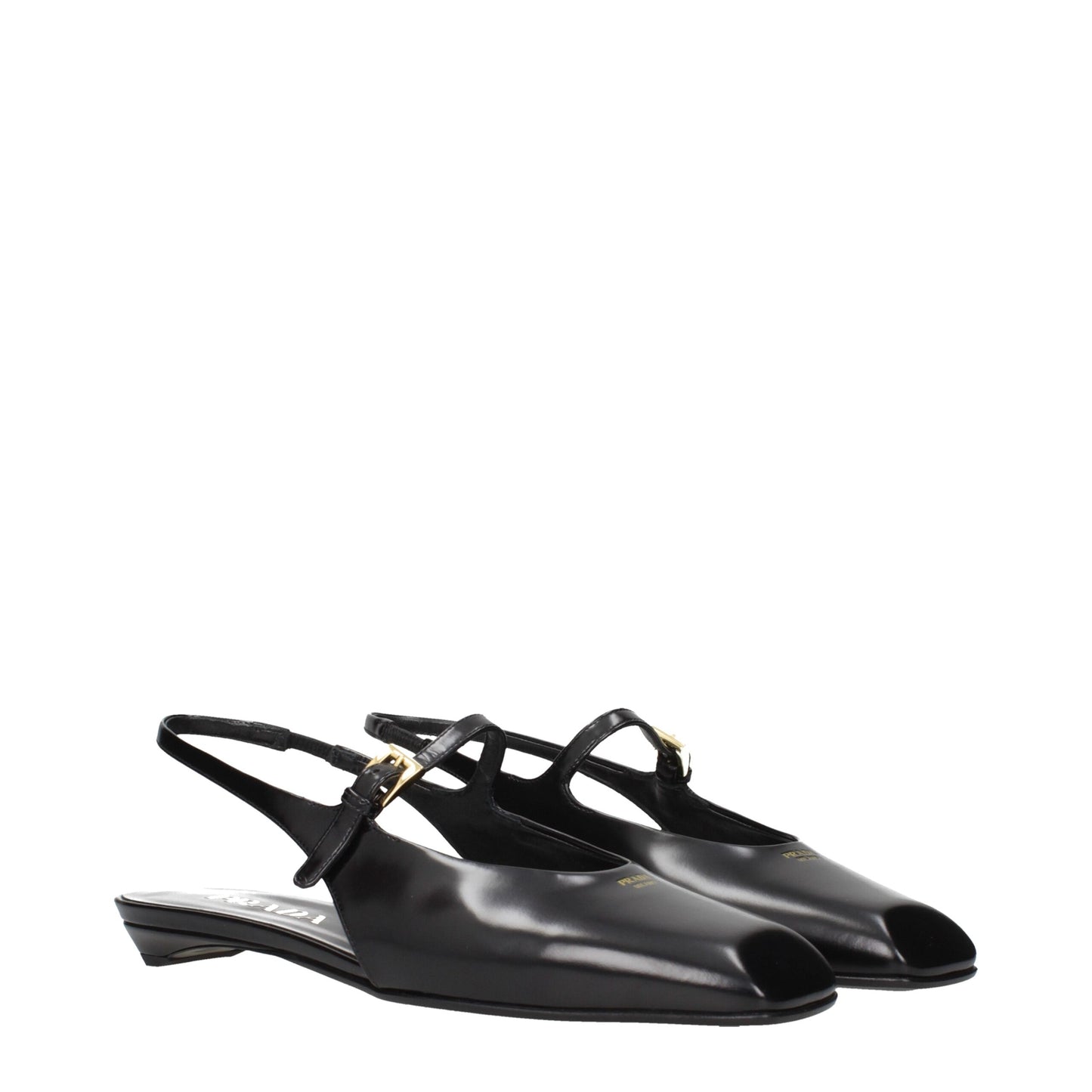 Prada Leather Flat Sandals Front Logo Black Luxury Edition