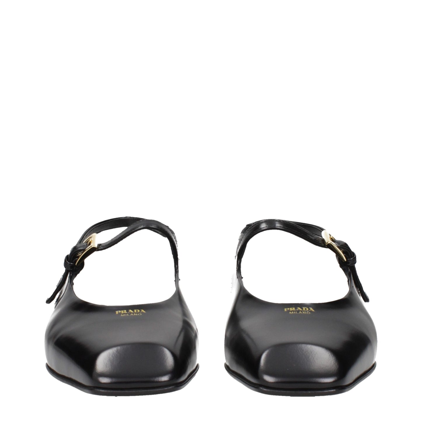 Prada Leather Flat Sandals Front Logo Black Luxury Edition
