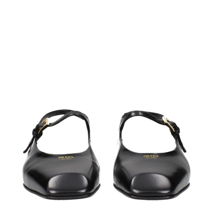 Prada Leather Flat Sandals Front Logo Black Luxury Edition