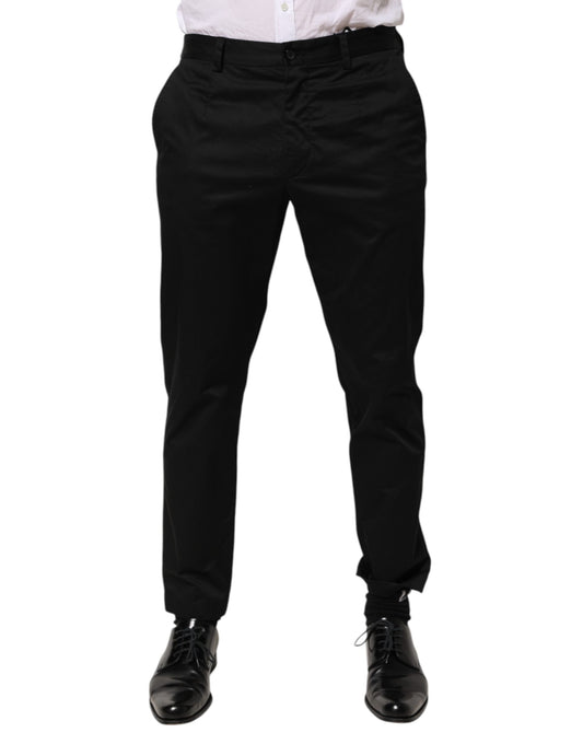 Dolce & Gabbana Black Cotton Tapered Men Formal Trousers Pants - from Dolce & Gabbana