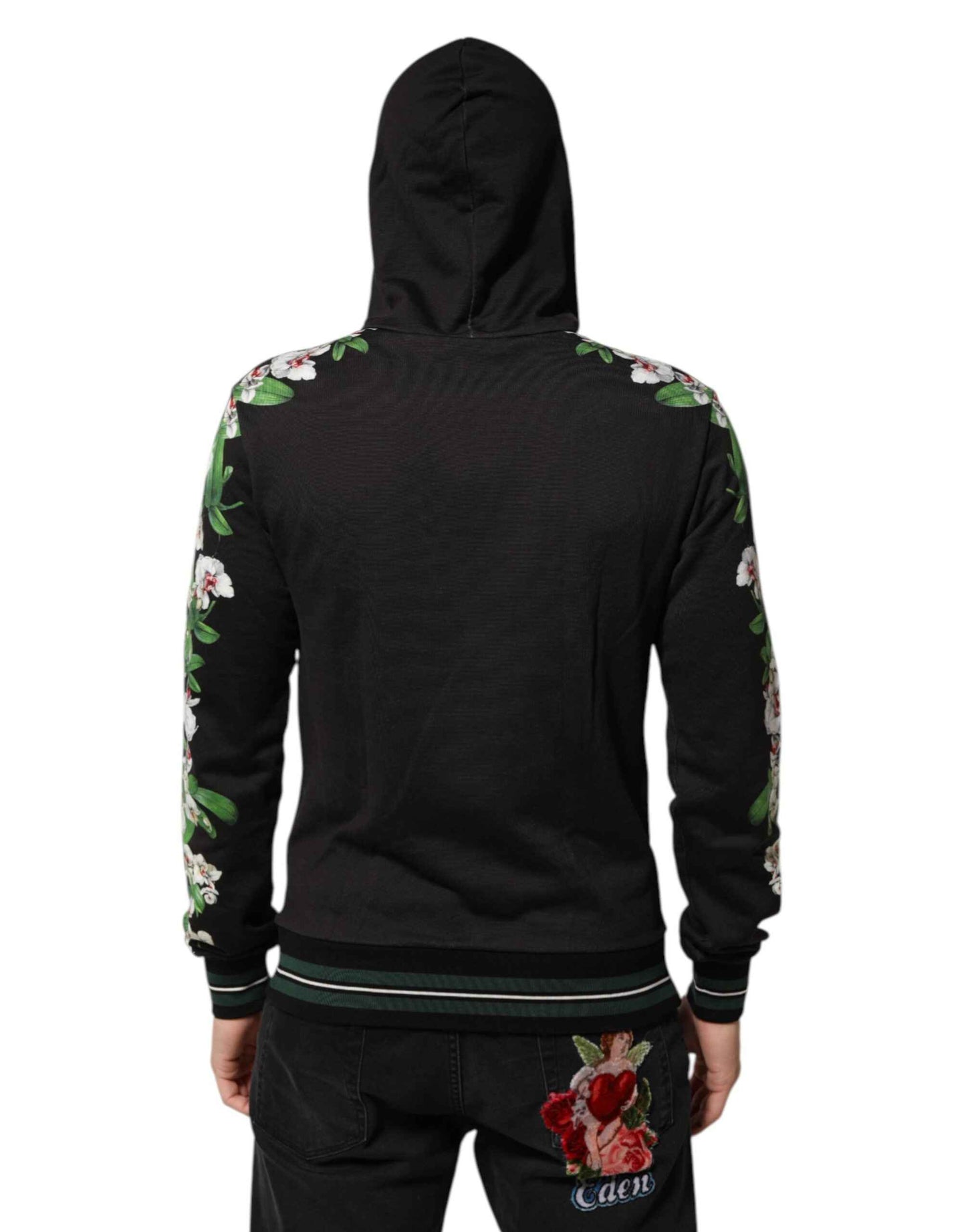 Dolce & Gabbana KING Black Orchid Floral Crown Logo Hoodie Sweater by Dolce & Gabbana