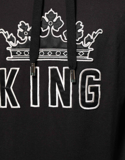 Dolce & Gabbana KING Black Orchid Floral Crown Logo Hoodie Sweater by Dolce & Gabbana