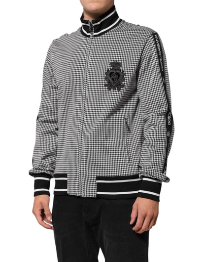Dolce & Gabbana Black White Houndstooth Wool Crest Jacket Sweater by Dolce & Gabbana