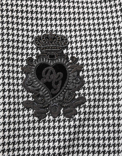 Dolce & Gabbana Black White Houndstooth Wool Crest Jacket Sweater by Dolce & Gabbana