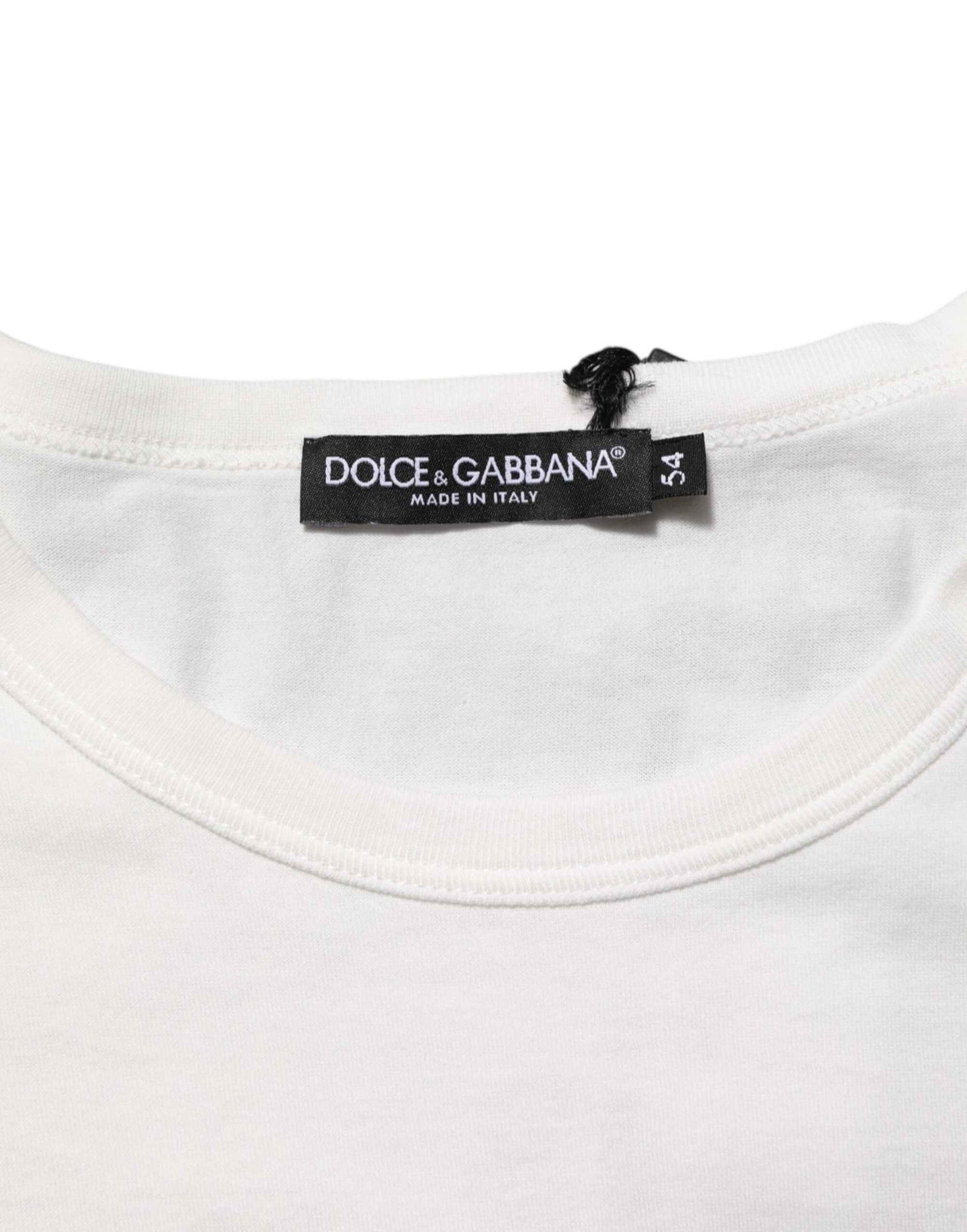 Dolce & Gabbana White Cotton DG Crown Embossed Men T-shirt by Dolce & Gabbana