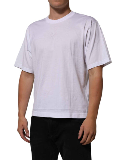 Dolce & Gabbana White Cotton Logo Patch Crew Neck Men T-shirt by Dolce & Gabbana