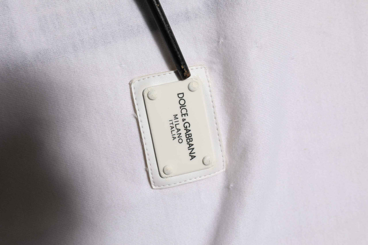 Dolce & Gabbana White Cotton Logo Patch Crew Neck Men T-shirt by Dolce & Gabbana