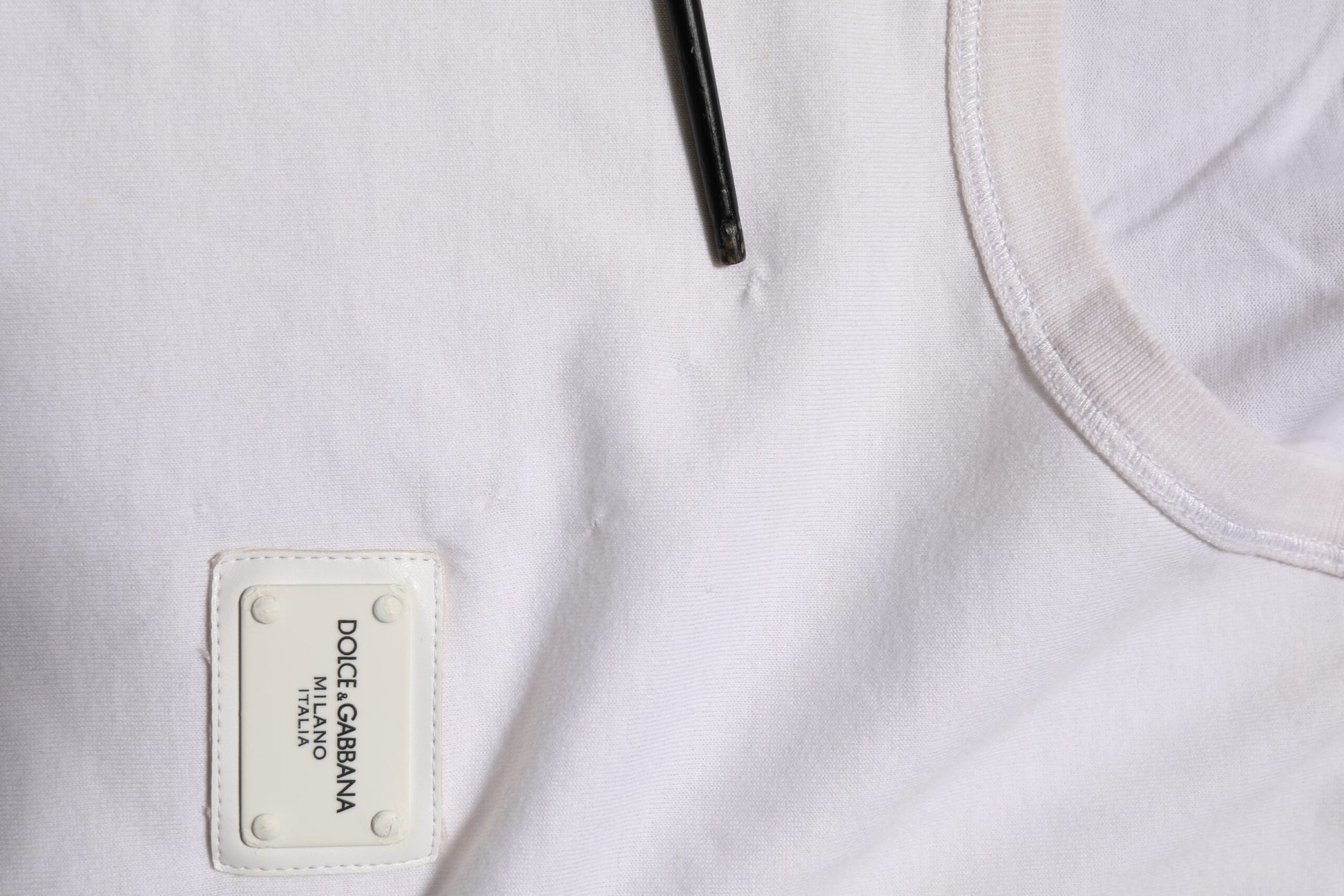 Dolce & Gabbana White Cotton Logo Patch Crew Neck Men T-shirt - from Dolce & Gabbana