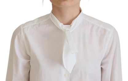 Dolce &amp; Gabbana White Cotton Collared Long Sleeves Formal Top