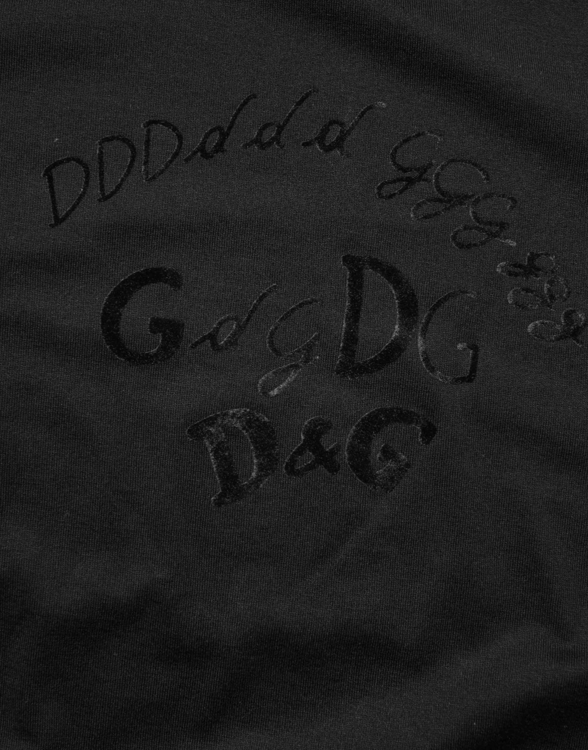 Dolce & Gabbana Black Cotton Velvet Logo Print Men T-shirt by Dolce & Gabbana
