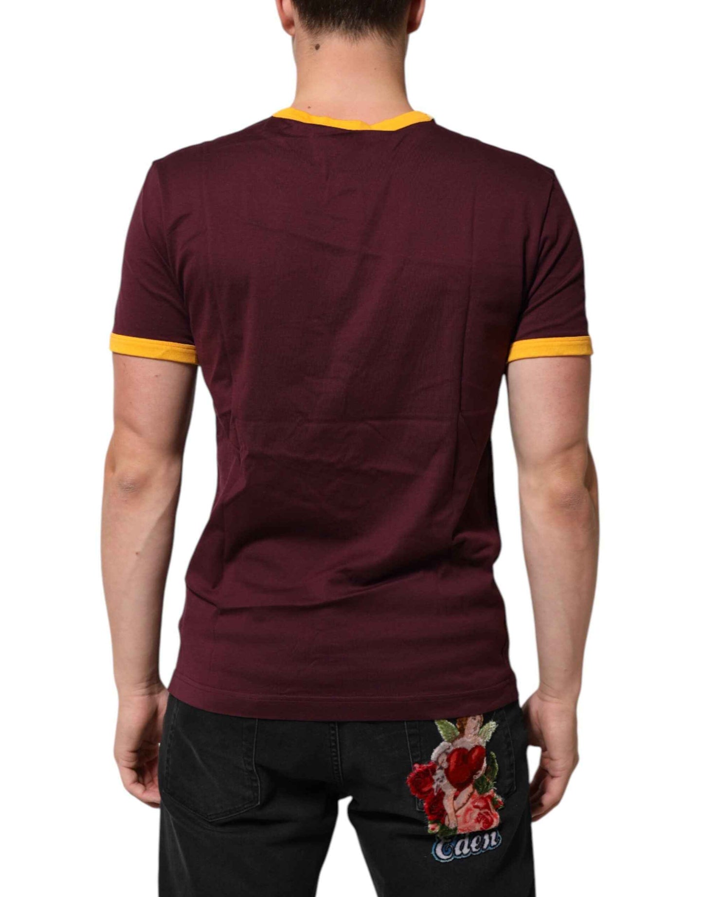 Dolce & Gabbana Burgundy Cotton DG Super King Logo T-Shirt by Dolce & Gabbana