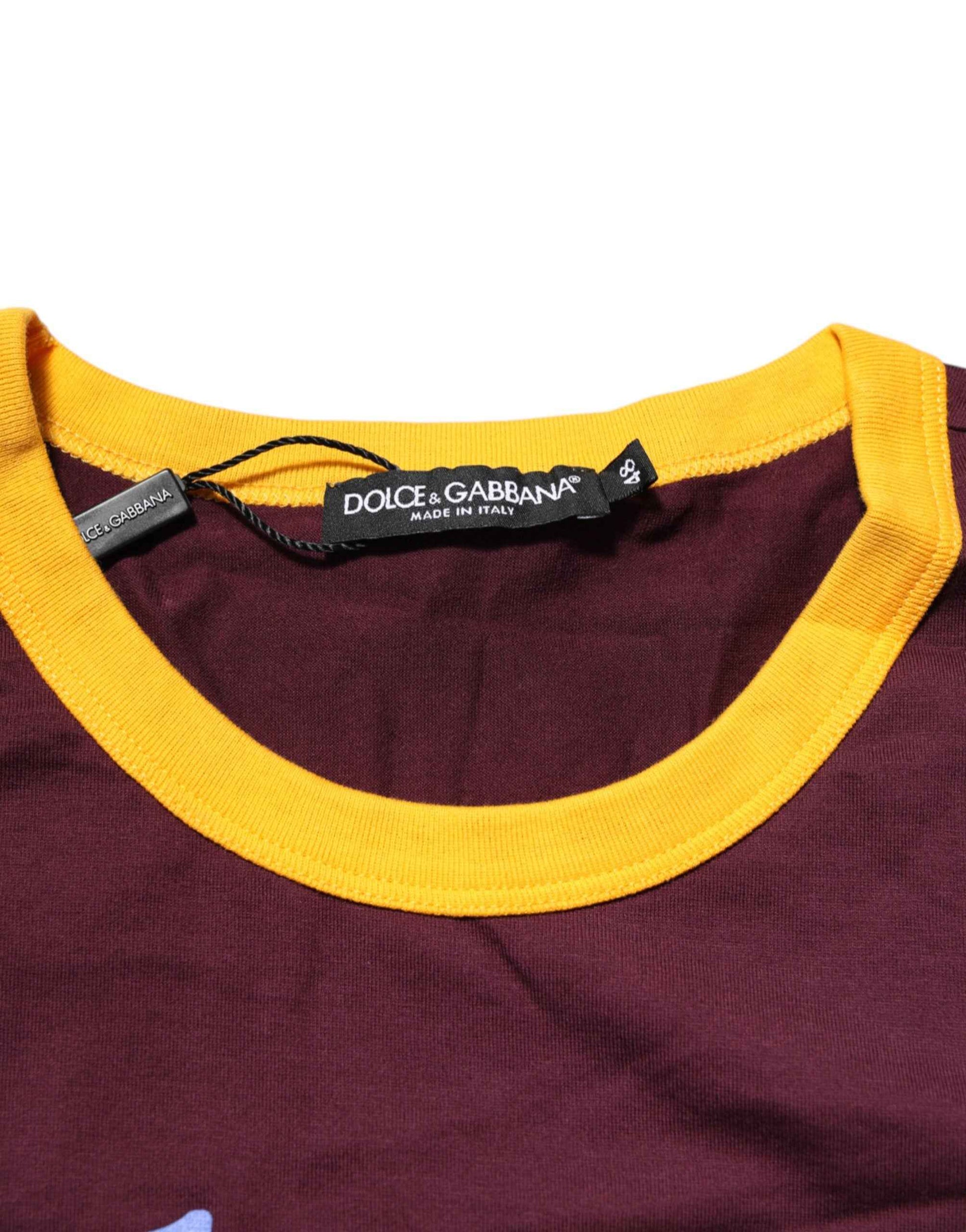 Dolce & Gabbana Burgundy Cotton DG Super King Logo T-Shirt by Dolce & Gabbana
