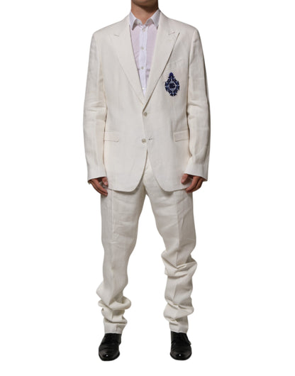 Dolce & Gabbana Light Cream Linen Embroidered 2 Piece Suit - from Dolce & Gabbana