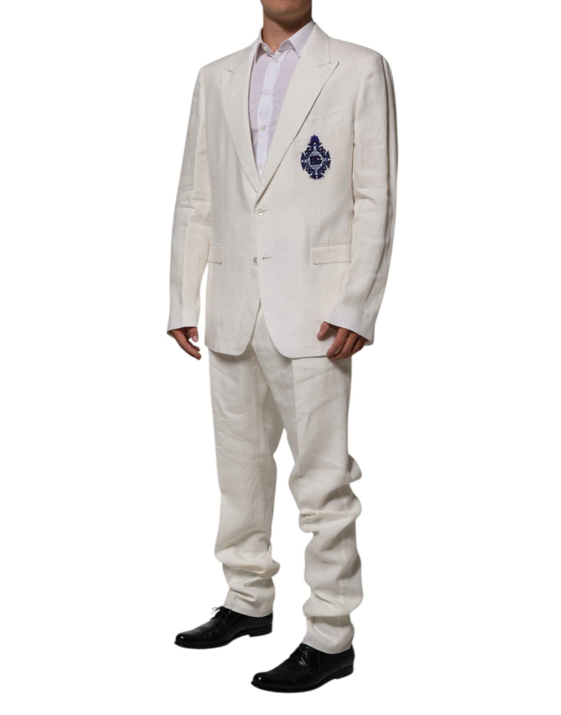 Dolce & Gabbana Light Cream Linen Embroidered 2 Piece Suit by Dolce & Gabbana